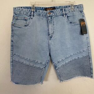 Johnny Bigg Ryder Moto Panel Denim Shorts – Size 38 (Fits 36–38) NWT